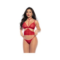 Mapalé - 3 részes erotikus fehérnemű melltartó szett (piros, S/M)