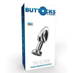 Buttocks The Glider vibrációs fém anál dildó, akkumulátorral (M méret - 8,5 cm)