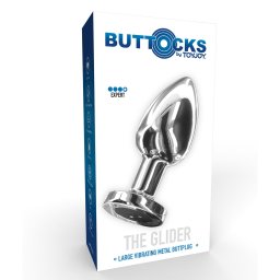 Buttocks - The Glider vibrációs fém anál dildó akkumulátoros (L méret, 10,2 cm)
