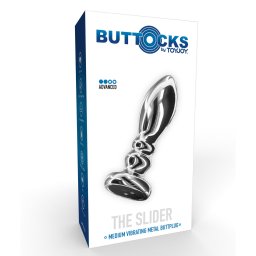 Buttocks - The Slider vibrációs fém anál dildó akkumulátoros (M méret, 8,9 cm)