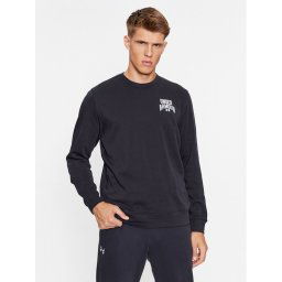 Under Armour Pulóver Ua Rival Terry Graphic Crew 1379764 Fekete Loose Fit