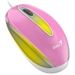 Genius DX-Mini / egér, vezetékes, optikai, 1000DPI, 3 gomb, USB, RGB LED, rózsaszínű