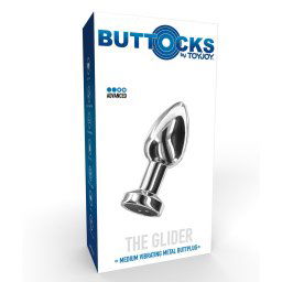Buttocks The Glider vibrációs fém anál dildó, akkumulátorral (M méret - 8,5 cm)