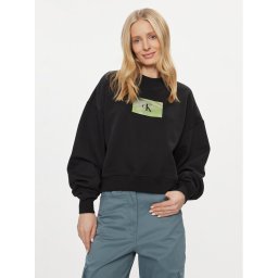 Calvin Klein Jeans Pulóver Illuminated Box Logo Crew Neck J20J222897 Fekete Regular Fit