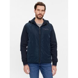 Tommy Hilfiger Pulóver Mix Media MW0MW34253 Sötétkék Regular Fit