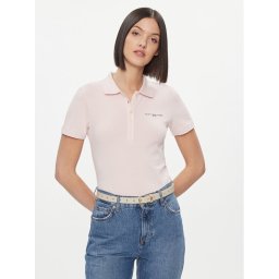 Tommy Hilfiger Pólóing Logo WW0WW41032 Rózsaszín Slim Fit