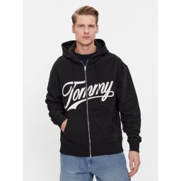 Tommy Jeans Pulóver Letterman DM0DM18415 Fekete Relaxed Fit