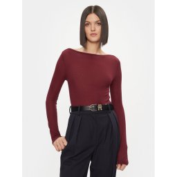 Tommy Hilfiger Blúz Slim Soft Tencel Boat-Nk Top Ls WW0WW39788 Rózsaszín Slim Fit