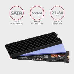 M.2 SSD hűtő passziv fekete 6mm AXAGON (CLR-M2L6)