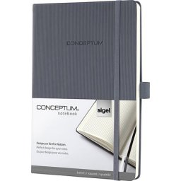 SIGEL Jegyzetfüzet, exkluzív, A5, kockás, 97 lap, keményfedeles, SIGEL "Conceptum", sötétszürke