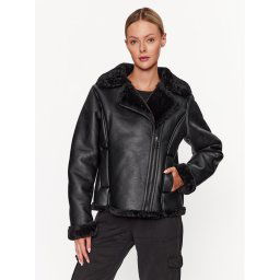 Guess Báránybőr kabát W3BL60 WFSL0 Fekete Regular Fit