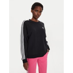 adidas Pulóver Essentials 3-Stripes Sweatshirt IC8766 Fekete Loose Fit