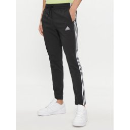 adidas Melegítő alsó Essentials Single Jersey Tapered Open Hem 3-Stripes Joggers IC0044 Fekete Regular Fit