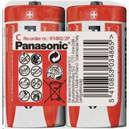 PANASONIC cink-szén akkumulátorok vörös cink R14RZ / 2P C 1,5V (zsugorodás 2db)