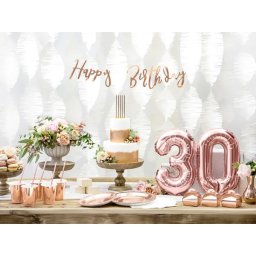 Banner, Happy birthday, rose-gold, 16.5 cm x 62cm