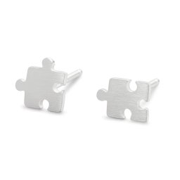 Ezüst puzzle fülbevaló