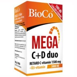 BioCo MEGA C+D duo C-vitamin 1500mg + D3-vitamin 3000NE RETARD filmtabletta - 100db