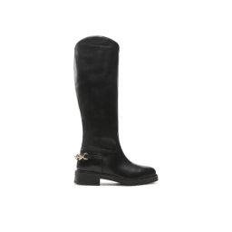 Tommy Hilfiger Lovaglócsizma Twist Flat Longboot FW0FW07057 Fekete