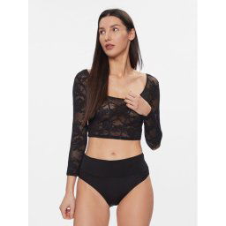 Triumph Blúz Smart Deco Crop Top 10215947 Fekete Slim Fit