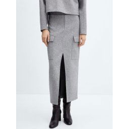 Mango Midi szoknya Max 67060462 Szürke Regular Fit