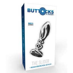 Buttocks - The Slider vibrációs fém anál dildó akkumulátoros (M méret, 8,9 cm)