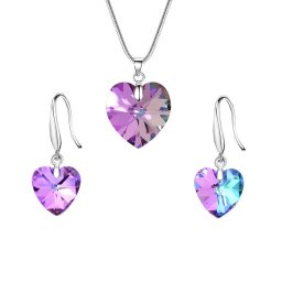 Swarovski kristályos szív ékszerszett, nemesacél láncon