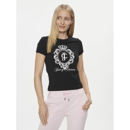 Juicy Couture Póló Heritage Crest Tee JCWCT24337 Fekete Slim Fit