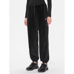 Tommy Jeans Melegítő alsó Velour DW0DW17537 Fekete Relaxed Fit