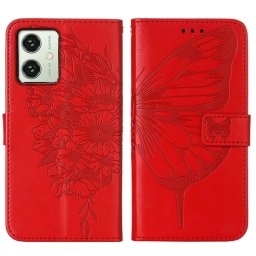 ART BUTTERFLY pénztárca tok Motorola Moto G54 5G / G54 5G Power Edition piros telefonhoz