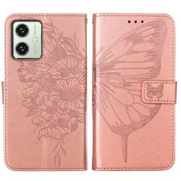 ART BUTTERFLY pénztárca tok Motorola Moto G54 5G / G54 5G Power Edition rózsaszín telefonhoz