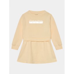 Calvin Klein Jeans Kötött ruha Hero Logo IN0IN00153 Sárga Regular Fit
