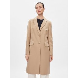 Tommy Hilfiger Gyapjú kabát Classic WW0WW41662 Bézs Regular Fit