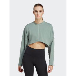 adidas Pulóver Yoga Studio Crop Sweatshirt HR5086 Zöld Loose Fit