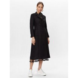 Red Valentino Gyapjú kabát 1R0CAF505Y6 Fekete Regular Fit