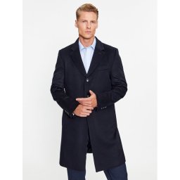 Boss Gyapjú kabát H-Hyde-234 50502327 Sötétkék Slim Fit