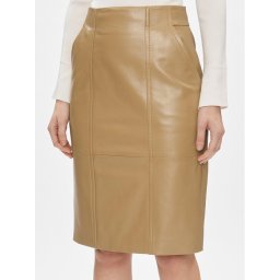 Boss Bőr szoknya Seleni 50505502 Bézs Slim Fit