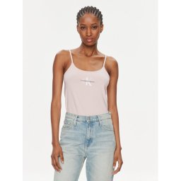 Calvin Klein Jeans Felső Monologo Strappy Tank Top J20J223105 Rózsaszín Slim Fit