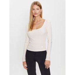 Guess Blúz V3BP12 K8RT2 Ekru Slim Fit
