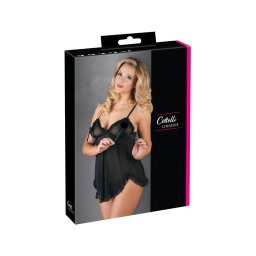 Cottelli - Lenge, fodros babydoll (fekete)