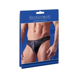 Svenjoyment - fényes férfi tanga strasszos cipzárral (fekete)