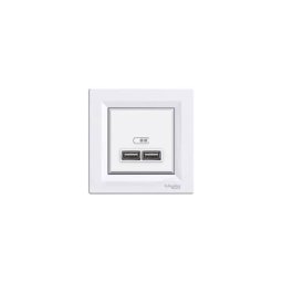 Schneider Asfora Dupla USB töltő 2.1A A+A fehér EPH2700221