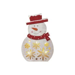 Led karácsonyi hóember, fa, 30 cm, 2x AA, beltéri, meleg fehér, időzítő DCWW07 8592920093559