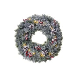 Led karácsonyi koszorú, havas, 38 cm, 2x AA, beltéri, meleg fehér, időzítő DCTW06 8592920093580