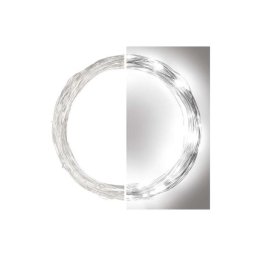 Led karácsonyi nano fényfüzér, ezüst, 10 m, kültéri és beltéri, hideg fehér, időzítő D3AC01 8592920095218
