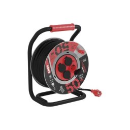 Kültéri kábeldob 50 m, 4 aljzat, fekete, gumi-neoprén, 230V, 1,5 mm2 P19223 8592920096390