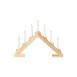 Led gyertyatartó, fa, 29 cm, 2x AA, beltéri, meleg fehér, időzítő DCAW11 8592920098417