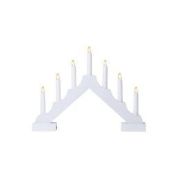Led gyertyatartó, fa, fehér, 29 cm, 2x AA, beltéri, meleg fehér, időzítő DCAW12 8592920098431
