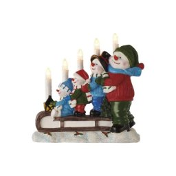 Led gyertyatartó – hóemberek szánon, 24 cm, 2x AA, beltéri, meleg fehér, időzítő DCAW15 8592920110881