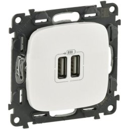 Legrand 754995 Valena Allure Kettős USB töltőaljzat, burkolattal, Fehér