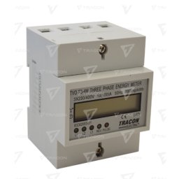 Tracon Tvo-F3-4M LCD kijelzésű fogyasztásmérő, közvetlen (direkt), 3 fázisú, 4 modul, 400V / 10 (100)A Pd=3W
